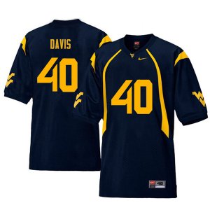 Men's West Virginia Mountaineers NCAA #40 Fontez Davis Navy Authentic Nike Retro Stitched College Football Jersey AU15Z22HR